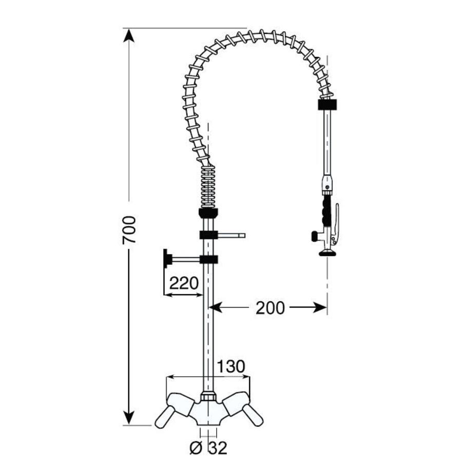 Low pre-rinse shower monobloc