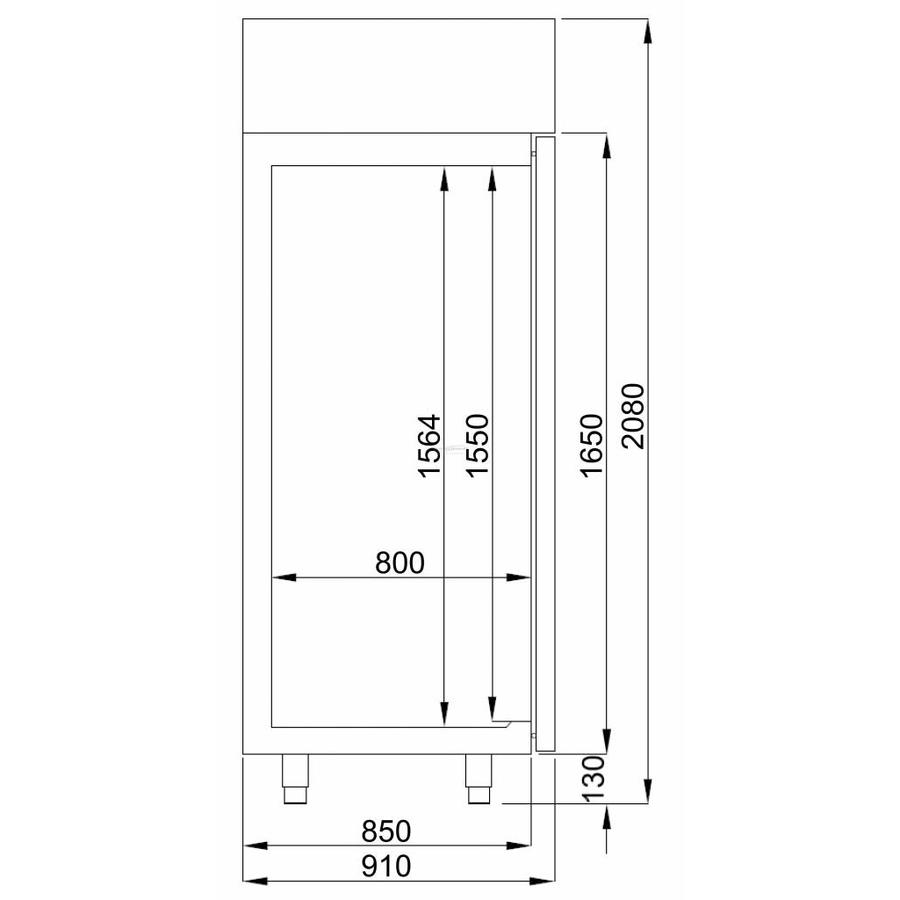Congélateur du boulanger | Acier inoxydable | 850 litres | Assiettes 60x40 cm