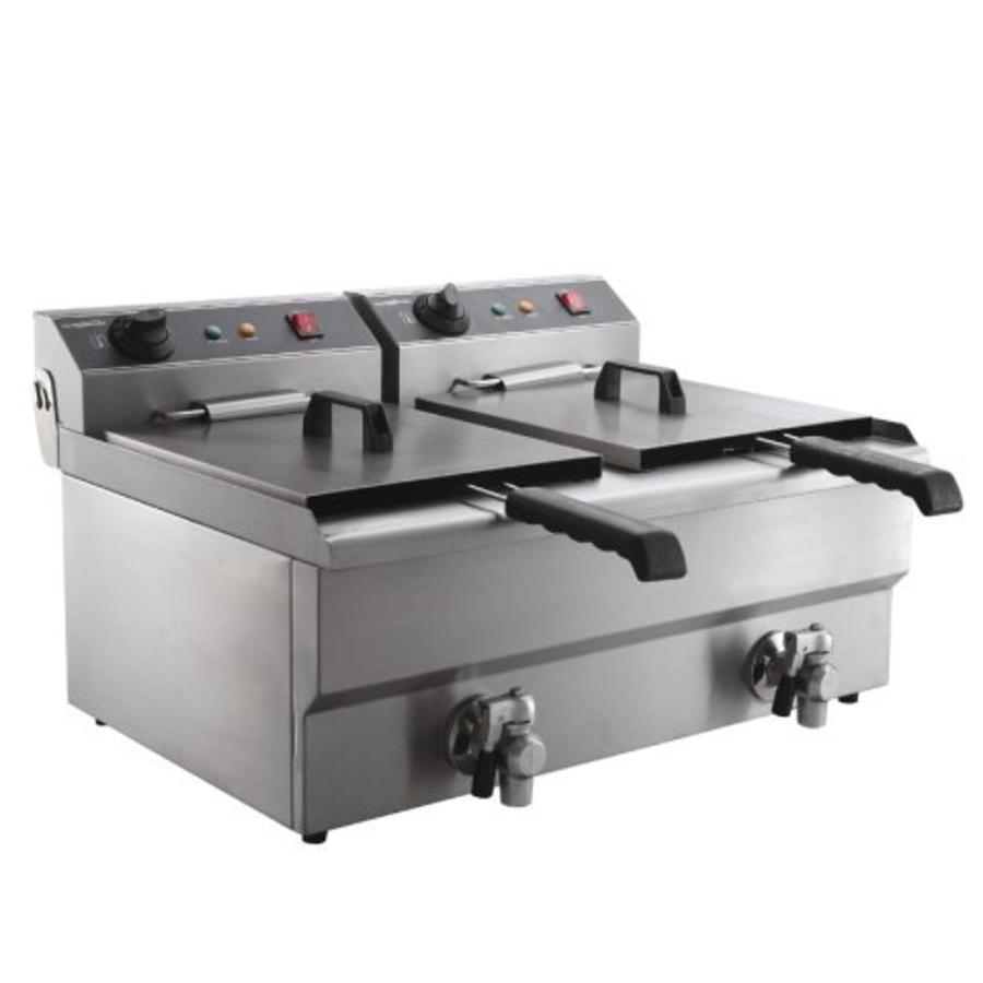 Friteuse de table Pro avec robinet de vidange | 2x8 litres - MEILLEURES VENTES