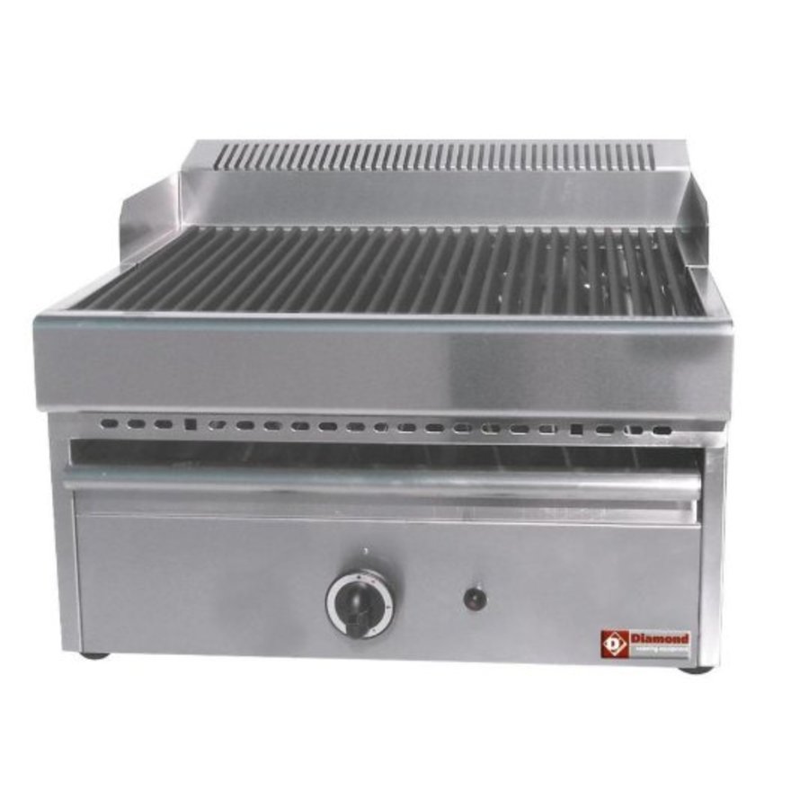 Grill vapeur gaz - grille fonte - modèle de table - 330x470mm - 41x63x(h)43cm