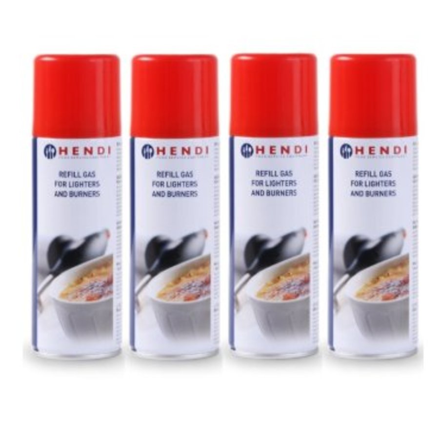 Bidon de gaz Royal Gas 200 ml - avec différents embouts de remplissage - par 4 pièces