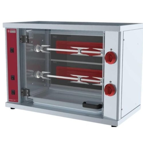  HorecaTraders Hähnchengrill | Gas | 6 Hühner | 2 Spieße 