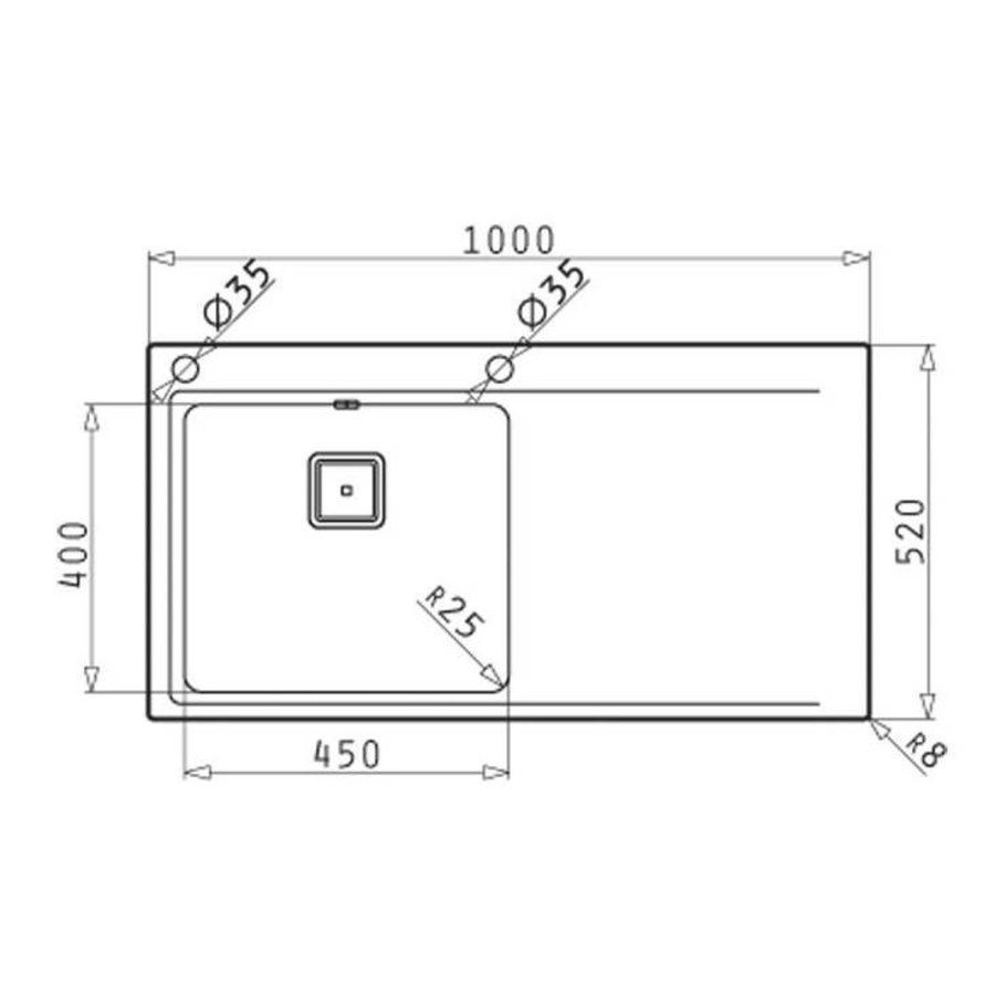 Stainless steel sink table top sink left | 100X52 CM