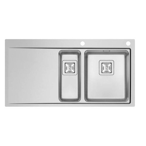  HorecaTraders Stainless Steel Sink Top | Sinks Right | 2x Sink 340 x 400 x 200mm / 170 x 400 x 140mm 