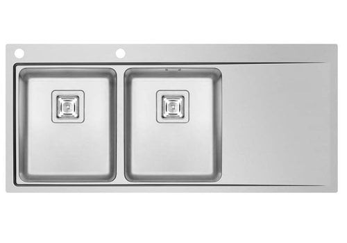  HorecaTraders Stainless steel sink table top | Sinks Links | 2x sink 340 x 400 x 200mm 