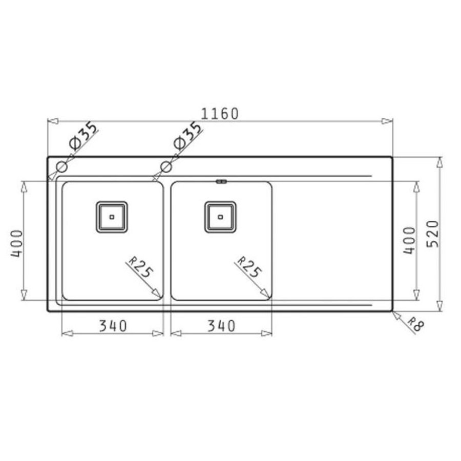 Stainless steel sink table top | Sinks Links | 2x sink 340 x 400 x 200mm