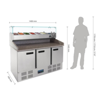 Comptoir de préparation de pizzas/sandwichs réfrigéré Polar | 368 litres
