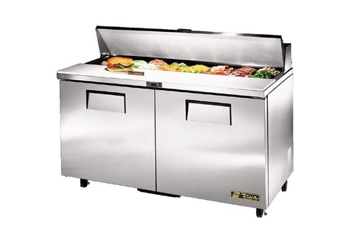  True Saladette 2 portes, 439 litres, fournie avec 16 bacs GN 1/6 