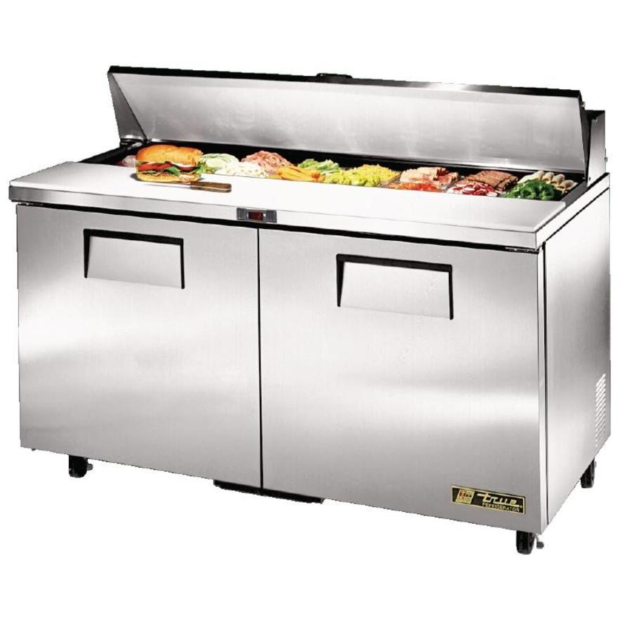 2-türige Saladette, 439 l, Lieferung mit 16 x 1/6 GN-Behältern