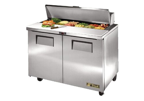  True Saladette 2 portes, 340 litres, fournie avec 12 bacs GN 1/6 