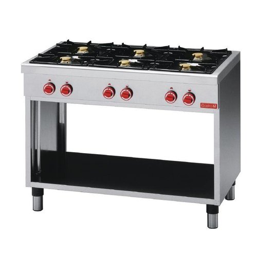  Gastro-M Professionelles Gaskochfeld 25,8 kW | 6 Brenner 