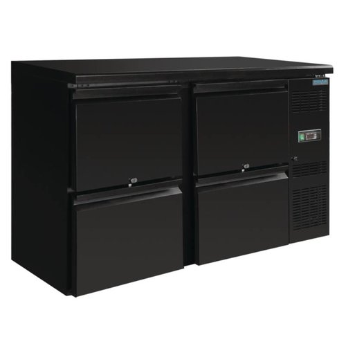  Polar Bar Refrigerated Workbench | Black | 4 Drawers | 349L 