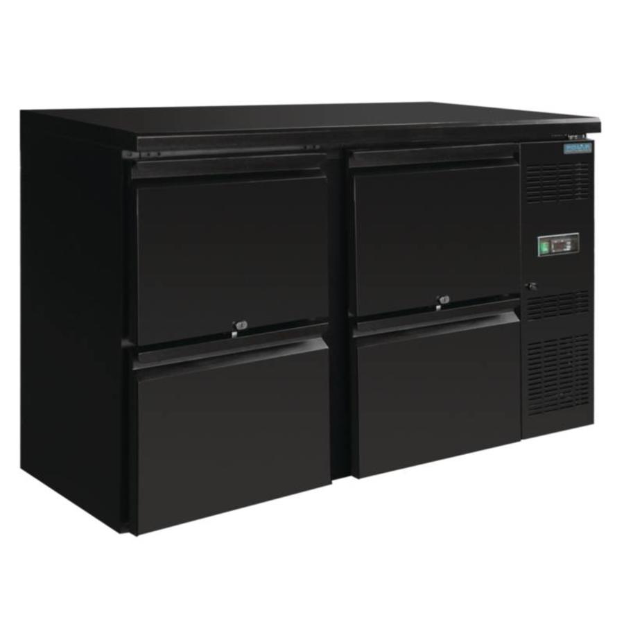 Bar Refrigerated Workbench | Black | 4 Drawers | 349L