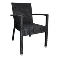 Chaise en rotin de luxe noire | ensemble de 4 pièces