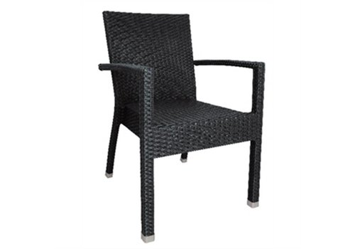  Bolero Chaise en rotin de luxe noire | ensemble de 4 pièces 