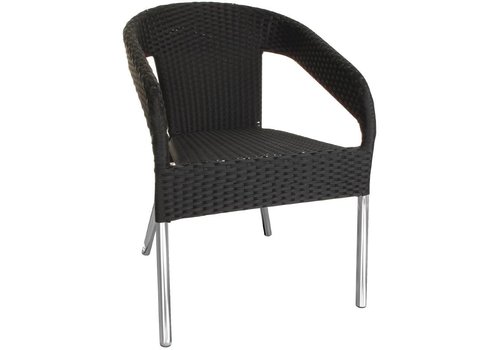  HorecaTraders Chaises de luxe en rotin noir | ensemble de 4 pièces 