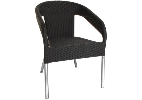  HorecaTraders Luxury Rattan Chairs Black | set 4 pcs 
