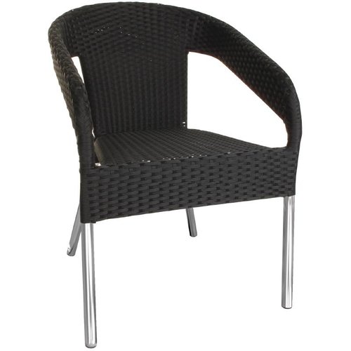  HorecaTraders Luxus-Rattanstühle Schwarz | Satz mit 4 Stück 
