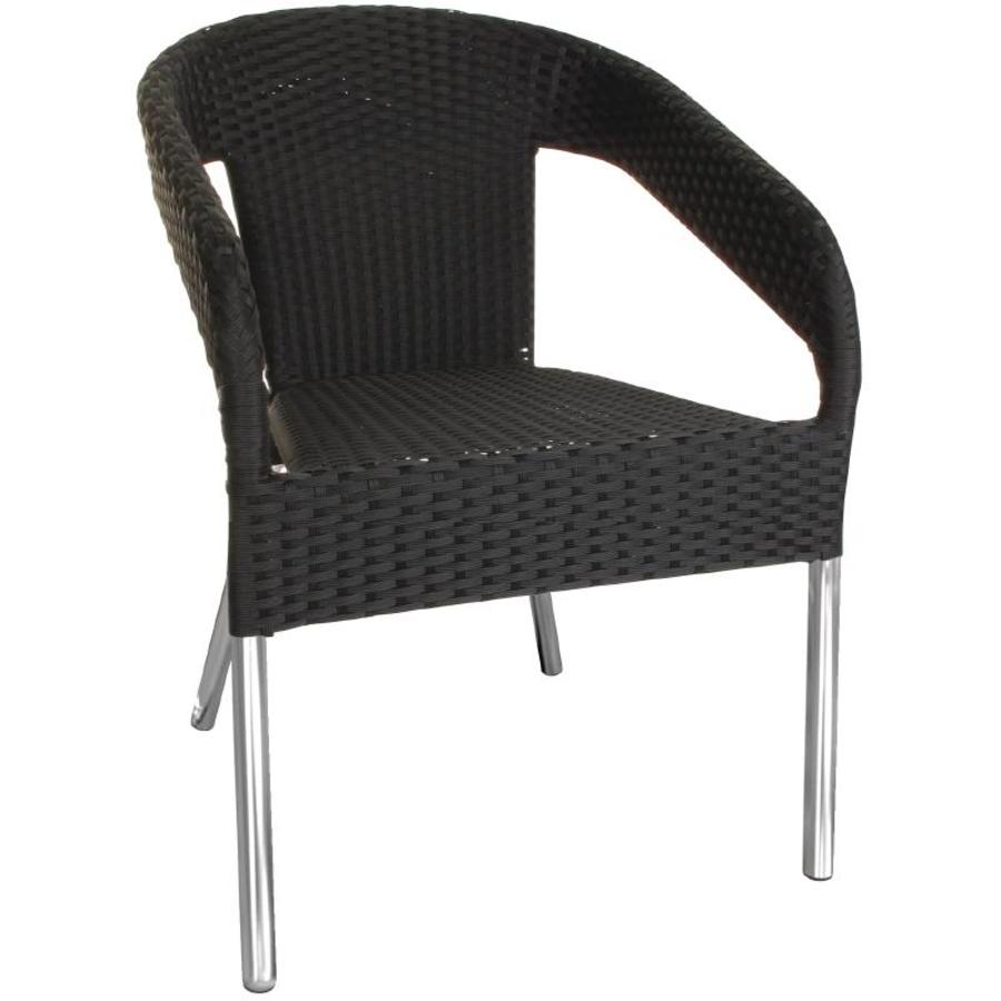 Chaises de luxe en rotin noir | ensemble de 4 pièces