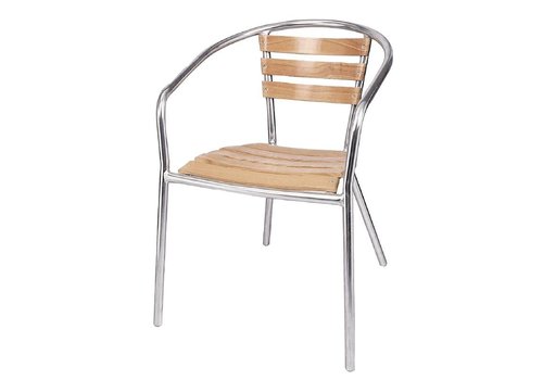  Bolero Patio Chair Wood/Aluminium with Armrest | 4 pieces 