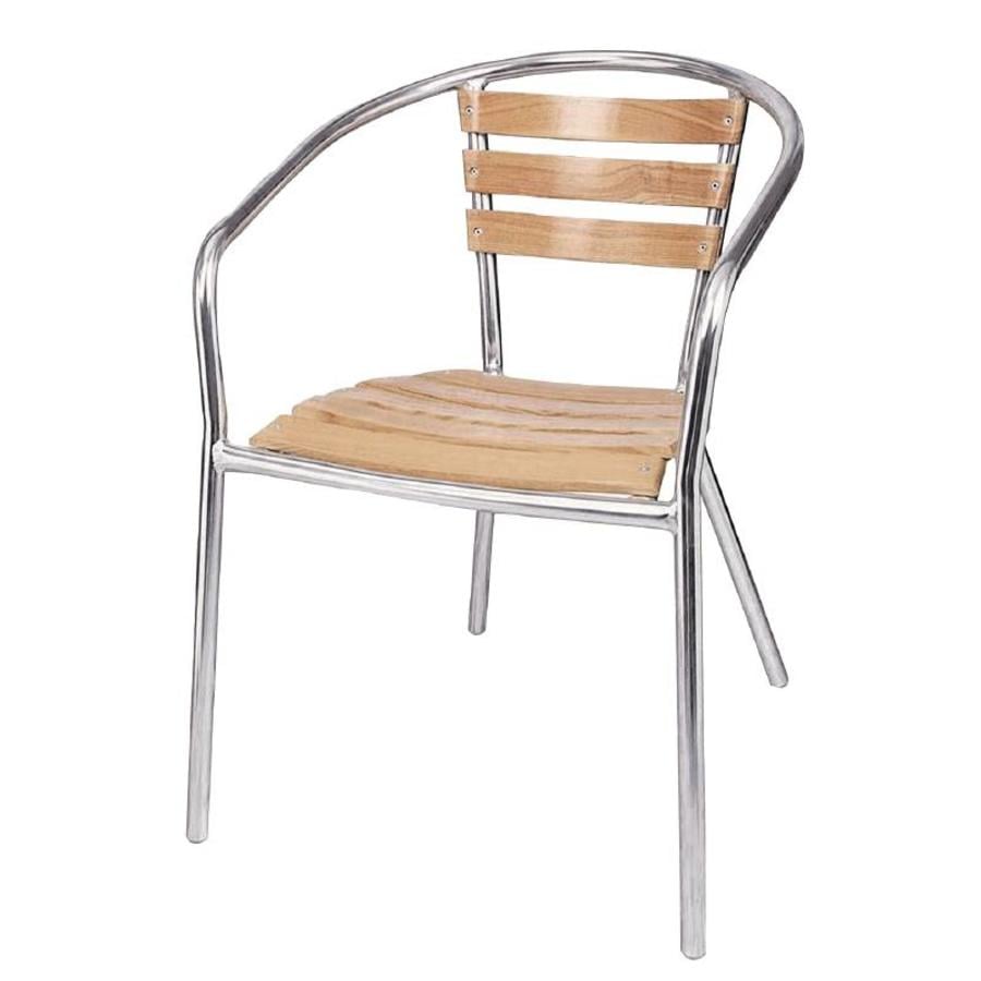 Patio Chair Wood/Aluminium with Armrest | 4 pieces