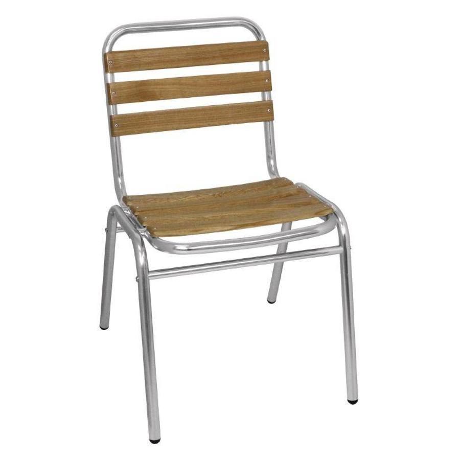 Chaise empilable en bois/aluminium | 4 pièces