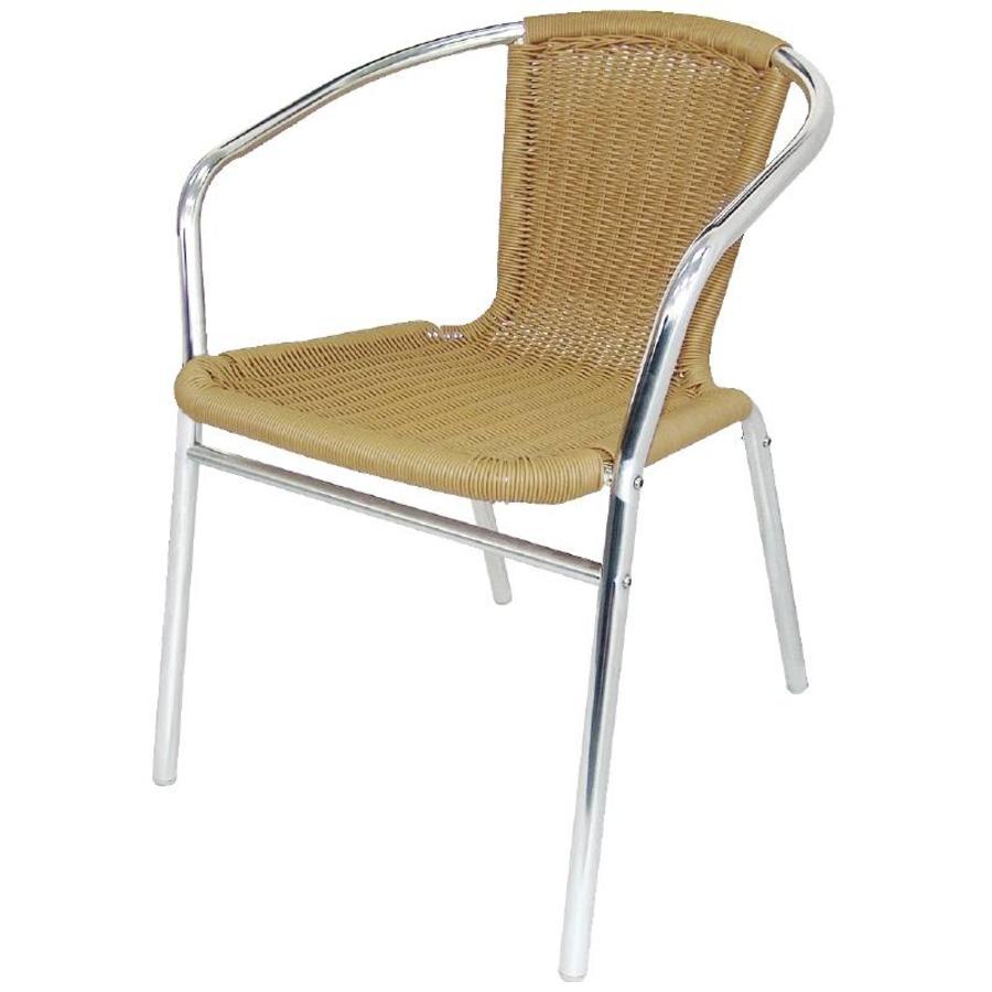 Chaise de terrasse marron clair avec accoudoirs | 4 pièces