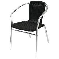 Chaise de terrasse noire avec accoudoirs | 4 pièces