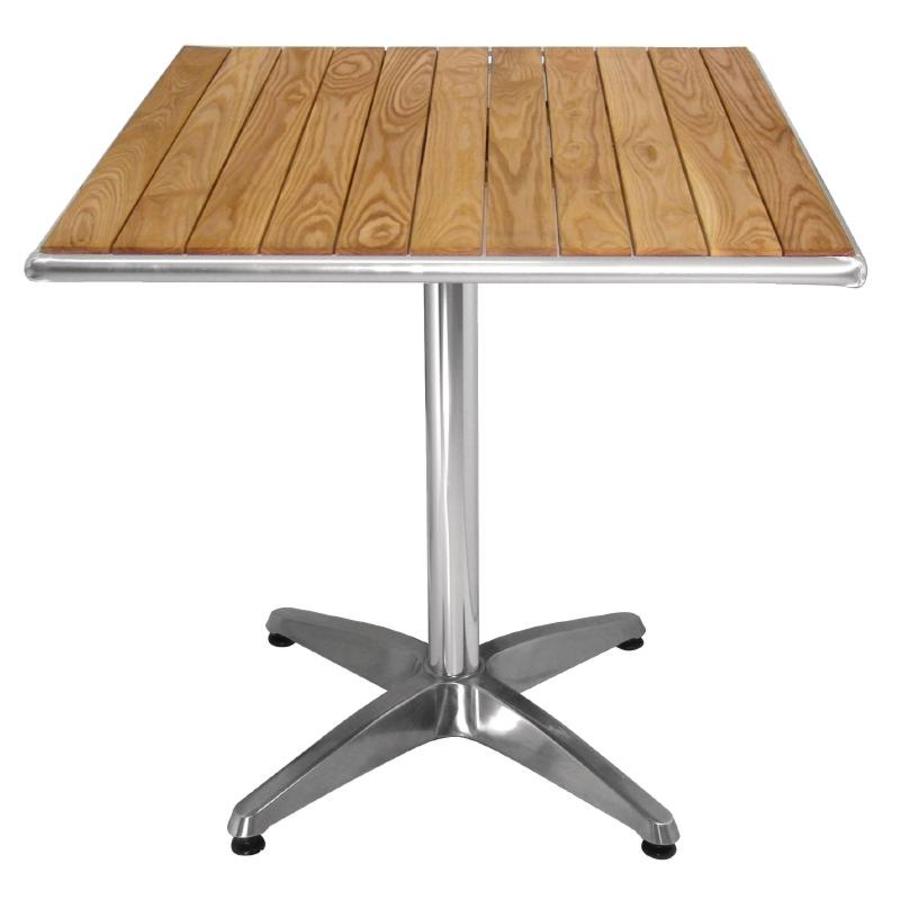 Horeca Terrassentisch mit Holzplatte 70x70 cm