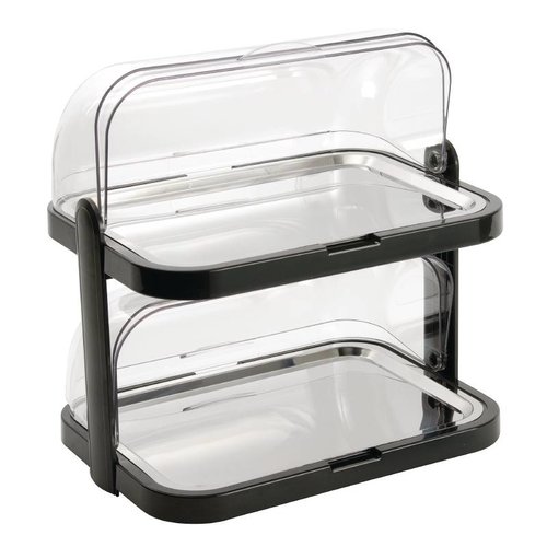  HorecaTraders Double Refrigerated Display Case | Plastic / Stainless Steel 