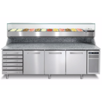 Pizzawerkbank | RVS | 256x80x(h)104 cm