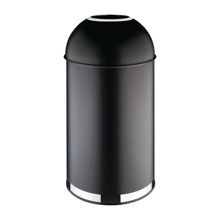 Black Steel Waste Bin with Open Lid