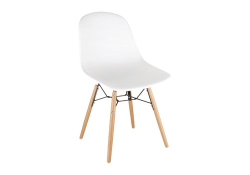  Bolero Kunststof Stoelen met Houten Poten | Wit | (2 stuks) 