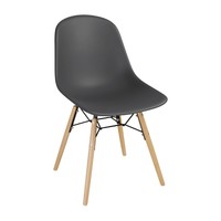 Polypropylene Chairs with Wooden Legs | Grey | ( 2 pieces)