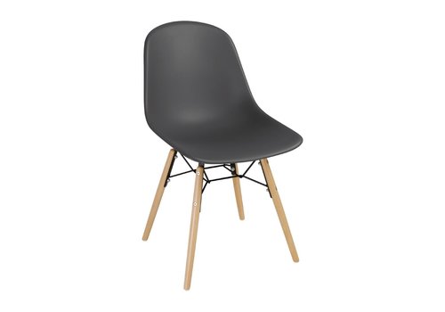  Bolero Polypropyleen Stoelen met Houten Poten | Grijs | ( 2 stuks) 
