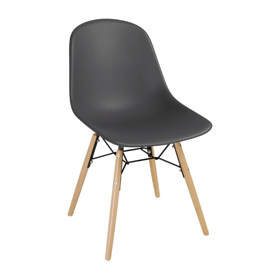 Chaises en polypropylène avec pieds en bois | Gris | (2 pièces)