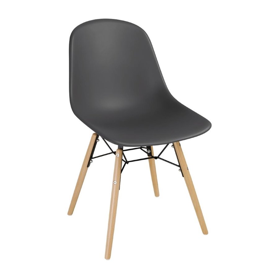 Polypropylene Chairs with Wooden Legs Gray ( 2 pieces)