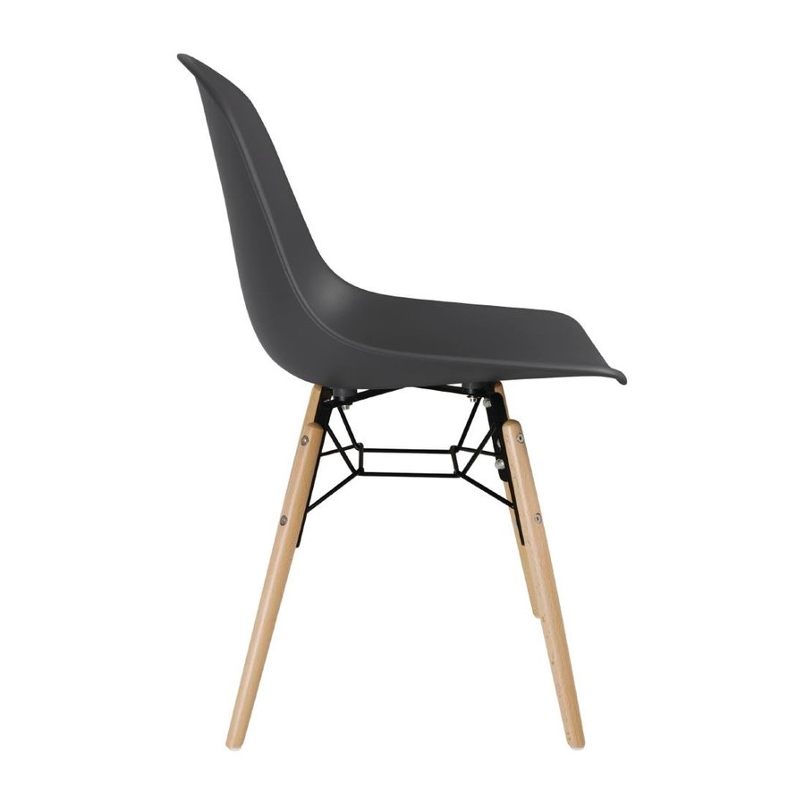 Polypropylene Chairs with Wooden Legs Gray ( 2 pieces)