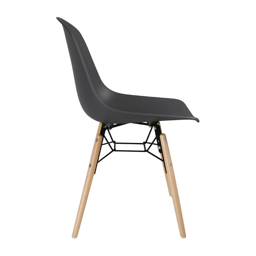 Polypropylene Chairs with Wooden Legs | Grey | ( 2 pieces)