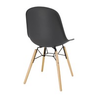 Chaises en polypropylène avec pieds en bois | Gris | (2 pièces)