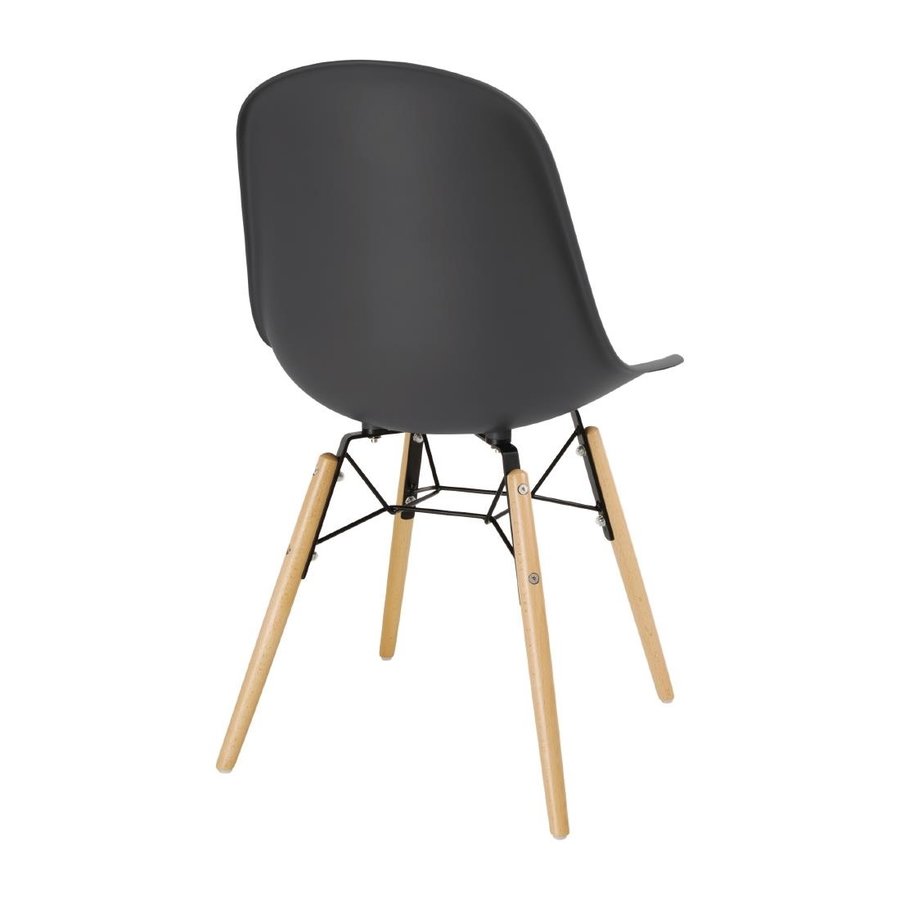 Chaises en polypropylène avec pieds en bois | Gris | (2 pièces)