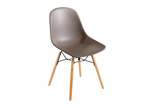  Bolero Kunststof Stoelen  met Houten Poten | Bruin | (2 stuks) 