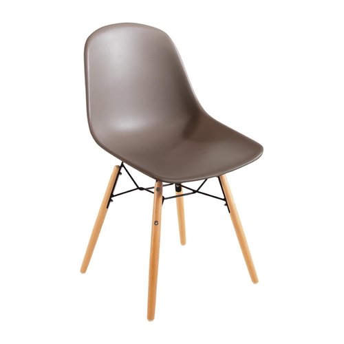  Bolero Plastic Chairs Brown with Wooden Legs (2 pieces) 