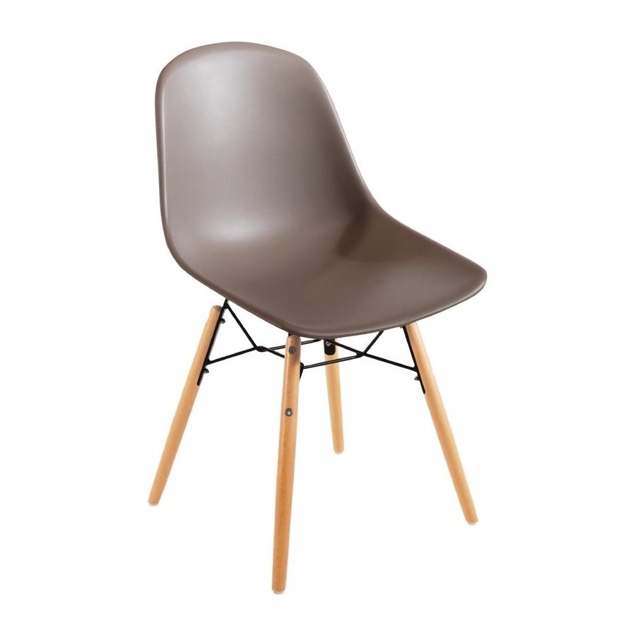 Plastic Chairs Brown with Wooden Legs (2 pieces)