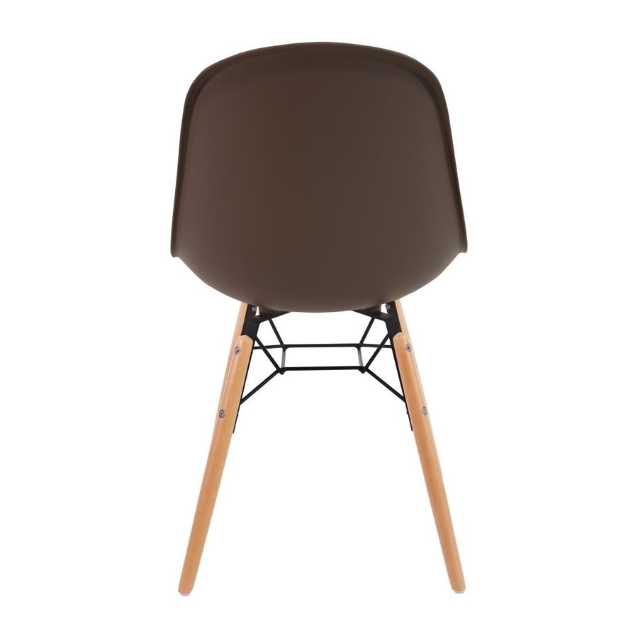 Plastic Chairs Brown with Wooden Legs (2 pieces)