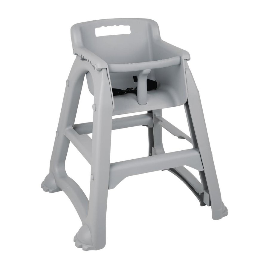 Chaise haute empilable en plastique gris