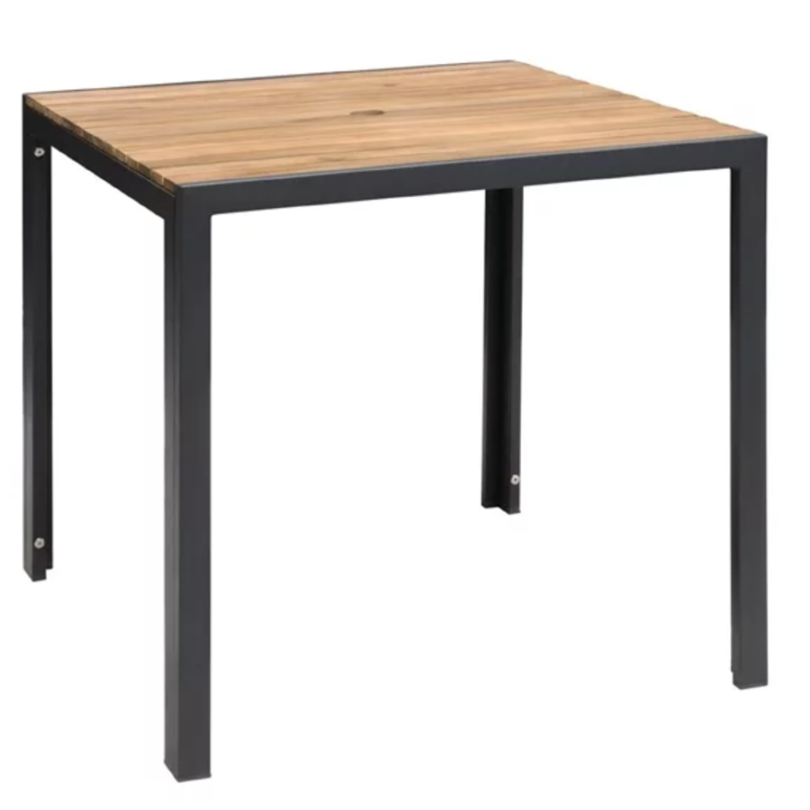 Table carrée en acier et bois d'acacia 80 x 80 cm