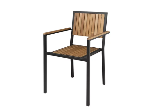  Bolero Chaises en acier et bois d'acacia avec accoudoirs | 4 pièces 