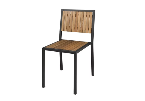  Bolero Steel and Acacia wood Chairs without Armrests 4 pieces 