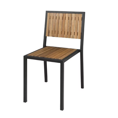  Bolero Steel and Acacia wood Chairs without Armrests 4 pieces 